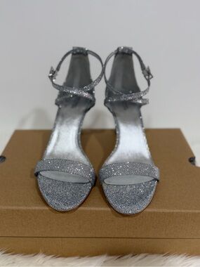Michael Kors Silver Glitter Strappy Heels Ladies